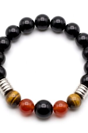 Bracciale con tormalina ossidiana corniola e occhio di tigre