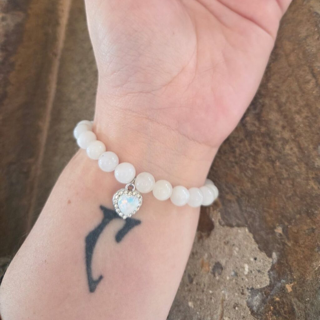 Bracciale pietra di Luna naturale con ciondolo
