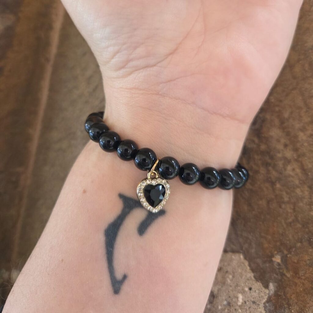 Bracciale pietra di Ossidiana naturale con ciondolo