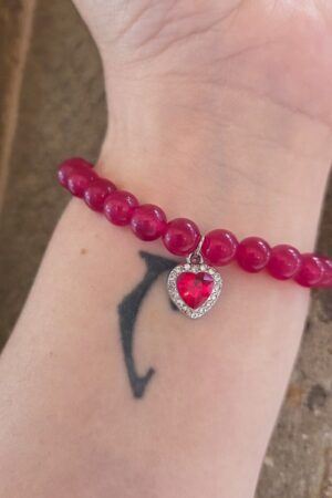 Bracciale pietra di Rubino ciliegio naturale con ciondolo